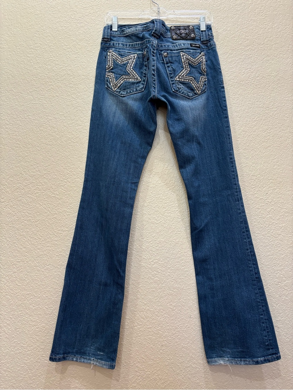 Miss Me Bootcut Rhinestone Star Pocket Embellished Blue Jeans Size 29 Rocker